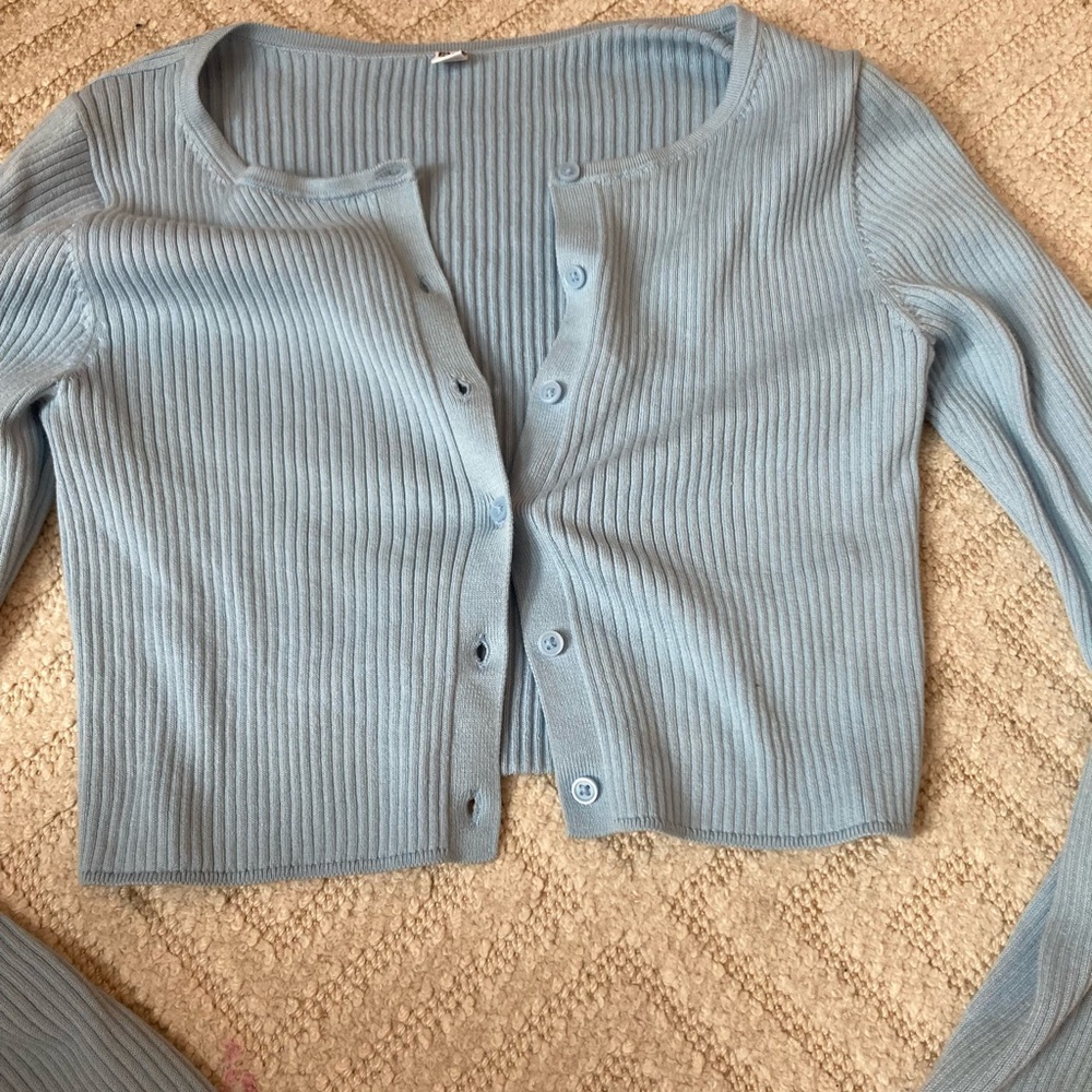 Uniqlo Light Blue Ribbed Cardigan